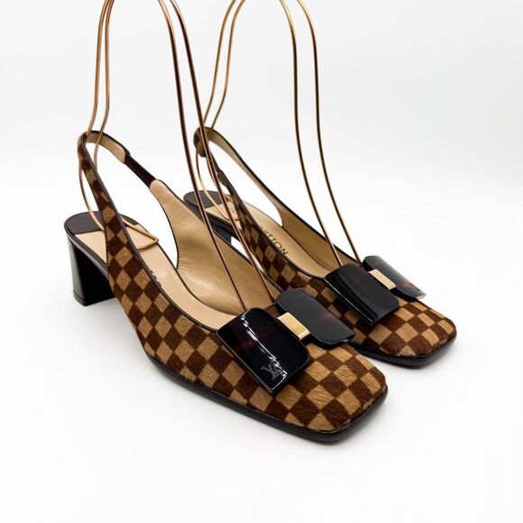 Louis Vuitton Brown Checkered Heels matching bag in this closet. - Picture 2 of 12